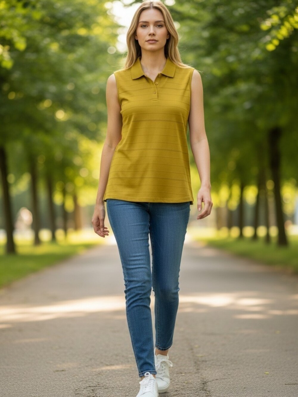 Tranquillo seasalt Lime Green Sleeveless Organic Polo Tank Top